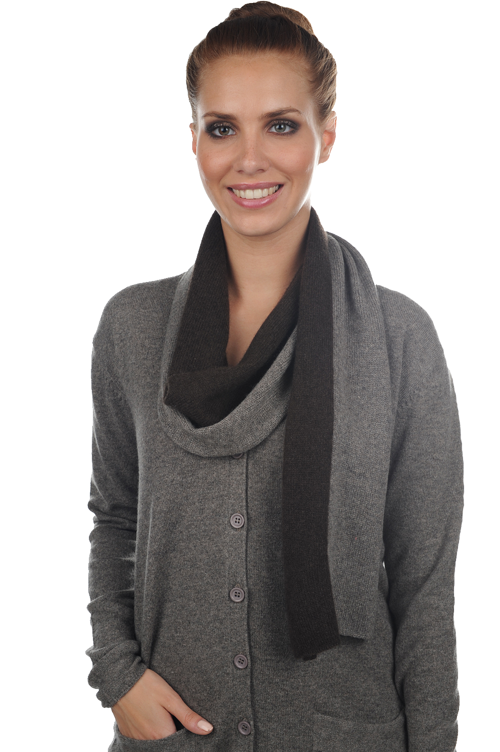 Cashmere & Yak accessori sciarpe foulard luvo marmotta marrone naturale 164 x 26 cm